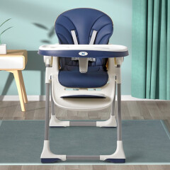 孩子家儿童餐椅可折叠宝宝餐椅婴儿餐桌椅便携可折叠调节座椅吃饭学坐椅子 蓝色