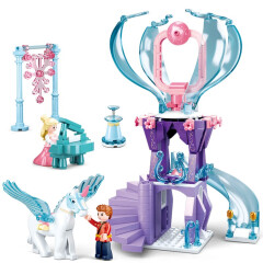快乐小鲁班冰雪童话公主城堡积木儿童拼装马车宫殿玩具6-14岁女孩生日礼物  森林魔法城堡