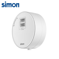 西蒙(simon)移动插座轨道插座明装 滑动轨道插座 圆形USB电源插座双口(白色钢化玻璃面板)MTSE722