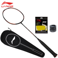 李宁（LI-NING） 能量75C 羽毛球拍单拍能量聚合全碳素比赛用拍 力量进攻型 黑红