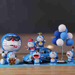 范特西汽车摆件摇头公仔哆啦A梦摆件创意卡通车内机器猫公仔生日礼物女 墨镜款摇头+6叮当+车+气球+大垫 通用摆件