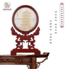 九凤 湖北武汉特色礼品手工刺绣汉绣黄鹤楼双面绣虎座鸟架鼓屏风摆件地方特色商务礼品送外地朋友客户