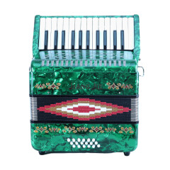 姜杰JiangJie姜杰手风琴印花18贝司18贝斯26键18mm键盘儿童高端手风琴 18贝司 珍珠绿色