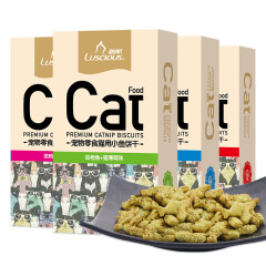路斯（Luscious）猫零食 宠物磨牙小鱼饼干奖励饼干洁齿猫咪食品 混合口味80g*4盒