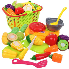 纽奇儿童切切乐玩具中篮子蔬菜水果仿真过家家男女孩玩具 角色扮演