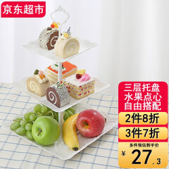 SPENG三层水果盘架塑料欧式精致客厅家用糖果零食蛋糕托盘点心架多层 三层  白色