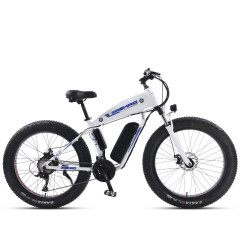 卡莎蒂（CASHAD） 锂电雪地车27速山地车助力 自行车沙滩车4.0宽轮胎电动车48V电池 白色 24速线碟48V10ah电池