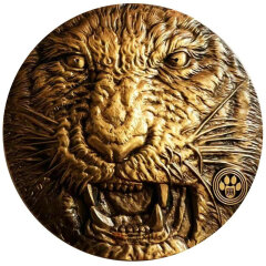 上海銮诚 上海造币厂2022年虎年生肖高浮雕大铜章 50mm黄铜纪念章