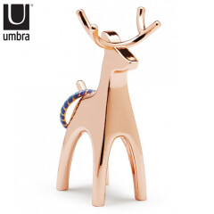 加拿大Umbra欧式创意可爱动物戒指架戒指托首饰收纳架桌面摆件生日礼物首饰盒 玫瑰金驯鹿