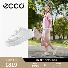 爱步（ECCO）板鞋女 24年夏季新款圆头厚底穆勒鞋内增高休闲鞋 街头舞台219563 白色21956350153 37