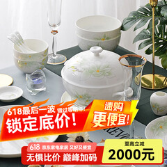华光国瓷 骨瓷餐具套装 抗菌釉中彩碗盘套装 乔迁之喜高端礼品 白玉兰 白玉兰【抗菌瓷礼盒装】 30头