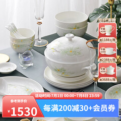 华光国瓷 骨瓷餐具套装 抗菌釉中彩碗盘套装 乔迁之喜高端礼品 白玉兰 白玉兰【抗菌瓷礼盒装】 30头