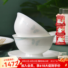 华光国瓷 餐具碗碟套装 骨瓷餐具釉中彩 中国风乔迁结婚礼盒装 莫兰迪 莫兰迪 32头