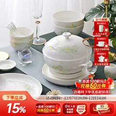 华光国瓷 骨瓷餐具套装 抗菌釉中彩碗盘套装 乔迁之喜高端礼品 白玉兰 白玉兰【抗菌瓷礼盒装】 30头