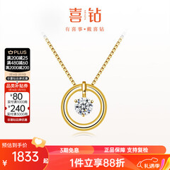 喜钻白18K金时光钻石项链女送女友求婚结婚钻石吊坠锁骨链新年礼物 现货-黄18K金13分