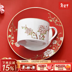 华光国瓷 骨瓷咖啡杯碟套装 故宫宫廷风咖啡杯碟 创意送礼礼盒装 锦色