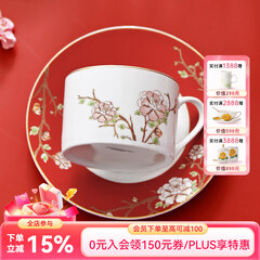 华光国瓷 骨瓷咖啡杯碟套装 故宫宫廷风咖啡杯碟 创意送礼礼盒装 锦色