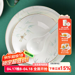 华光国瓷 骨瓷餐具碗碟套装 陶瓷碗盘家用  描金轻奢餐具整套 青亭 12头礼盒装