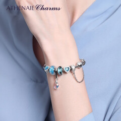 ATHENAIE蓝色海洋系列手链女琉璃珠套装饰品简约串珠首饰情侣送女友礼物 19cm