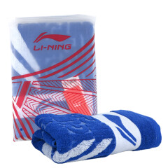 李宁（LI-NING）羽毛球跑步健身专业运动毛巾 全棉柔软吸汗AMJJ014-1 蓝色