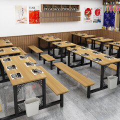 爱儿舒（LOVSSU）食堂餐桌椅工厂员工就餐桌学校连体桌组合公司企业商用餐厅桌子 四人位 浅胡桃配黑架
