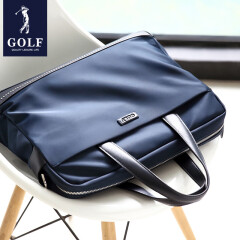 高尔夫（GOLF）大容量男士手提包尼龙布配牛皮单肩包防泼水时尚帆布送旅行袋礼物 深蓝色