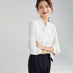 欧莎（OSA）春秋2025年新款白色OL职业衬衫女设计感长袖雪纺衬衣上衣 白色 M