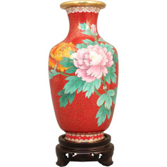 京珐（JINGFA）北京市珐琅厂 铜胎掐丝珐琅 景泰蓝  8英寸桶子瓶 红色