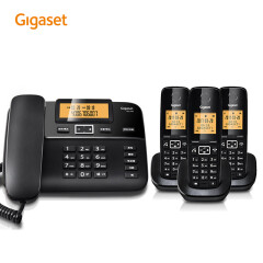 集怡嘉(Gigaset)无绳电话机 无线座机 子母机 办公家用来电显示全中文免提 原西门子DL310一拖三套装(黑)
