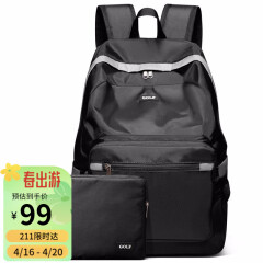 高尔夫GOLF双肩包可折叠电脑背包书包15英寸大容量防泼水轻便收纳携带户外旅行包 黑色