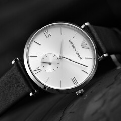 阿玛尼(Emporio Armani)手表皮质表带男士休闲简约时尚石英表时尚腕表男士腕表AR1674