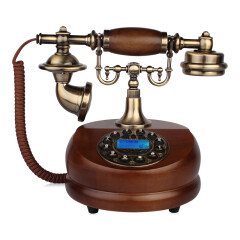 金顺迪920 复古电话机仿古电话 欧式实木金属办公家用客厅家用座机 免提款(接电话线)