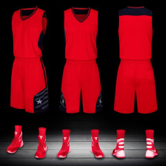篮球服套装男梦十背心定制 印字运动训练队服比赛篮球衣团购印号 红色 儿童XS适合120-130CM