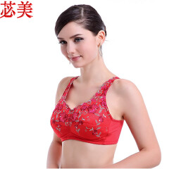 苾美 刺绣 硅胶假乳房 可以装义乳的文胸术后胸罩内衣8466 红色 95A