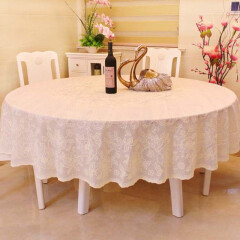 千千锦（QianQianjin）欧式pvc烫金圆桌布圆桌桌布防水防油台布 米色 A-5  防水 圆形150cm桌布