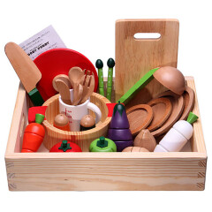 嗨宝儿儿童木制磁性切切看 大木盒木质水果蔬菜宝宝过家家厨房玩具