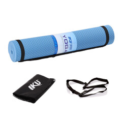 IKU瑜伽垫TPE 加厚8mm加宽防滑健身垫 183cm/80cm仰卧起坐垫 蓝色
