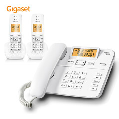 集怡嘉(Gigaset)无绳电话机 无线座机子母机 办公家用来电显示全中文免提 原西门子DL310一拖二套装(白)