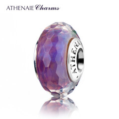 ATHENAIE 925银芯 意大利琉璃 渐变淡紫色切面 DIY琉璃散珠转运珠/单颗珠