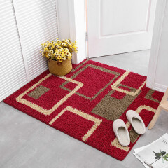夏浪 进门地毯定制 家用入户门毯脚毯客厅地毯 厨房卫生间吸水防滑毯子可定制尺寸 红色现代 100X120cm(长方形)