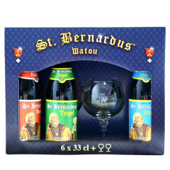 圣伯纳（StBernardus）比利时原装进口 圣伯纳精酿啤酒礼盒 内含6瓶啤酒2个啤酒杯