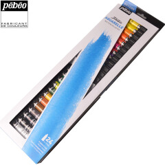 法国贝碧欧Pebeo 24色水彩颜料 美术绘画艳丽水彩颜料套装 24X12ml水彩颜料1盒