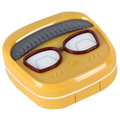 洁达 隐形眼镜盒伴侣盒双联盒护理盒 方脸娃娃 A-9009 褐色