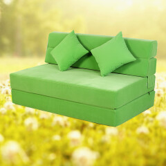 欧莱特曼 沙发床折叠多功能 1.2米 1.5米单人双人沙发床 可折叠懒人布艺沙发床两用 绿色绒布 宽1米5