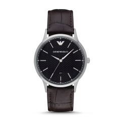 阿玛尼（Emporio Armani)手表 皮质表带男士经典时尚休闲石英腕表时尚腕表 AR11187