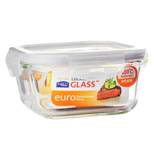乐扣乐扣LOCK&LOCK玻璃保鲜盒冰箱水果盒微波炉专用饭盒便当盒餐盒 500ML方形