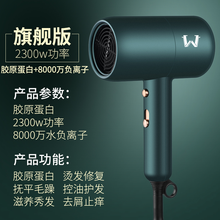 WANNIDA 吹风机家用大功率冷热风静音便携网红款护发不伤发负离子电吹风筒 翡翠绿-旗舰版 2300W