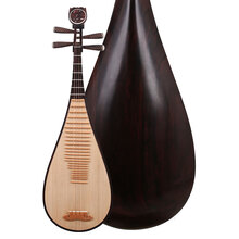 江音（Jiangyin）6918紫檀卢氏黑黄檀木轴木相演奏剧团抛光琵琶民族乐器成人 6918祥云木花款