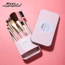 初学者化妆刷套装美妆工具全套眼影刷网红套刷眉刷粉底刷腮红刷散粉刷子卸妆上妆面膜刷 粉色铁盒6支化妆刷
