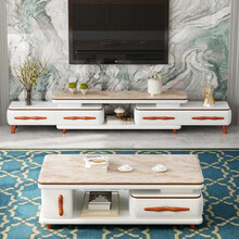 季雅 电视柜茶几组合套装简约伸缩欧式客厅大理石地柜 电视柜2.4-3.2m（不包含茶几）